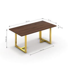 Étkezőasztal - Asara arany lábbal - Mogyoró, méret: 180x90