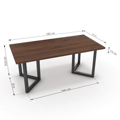 Étkezőasztal - Indra fekete lábbal - Mogyoró, méret: 180x90
