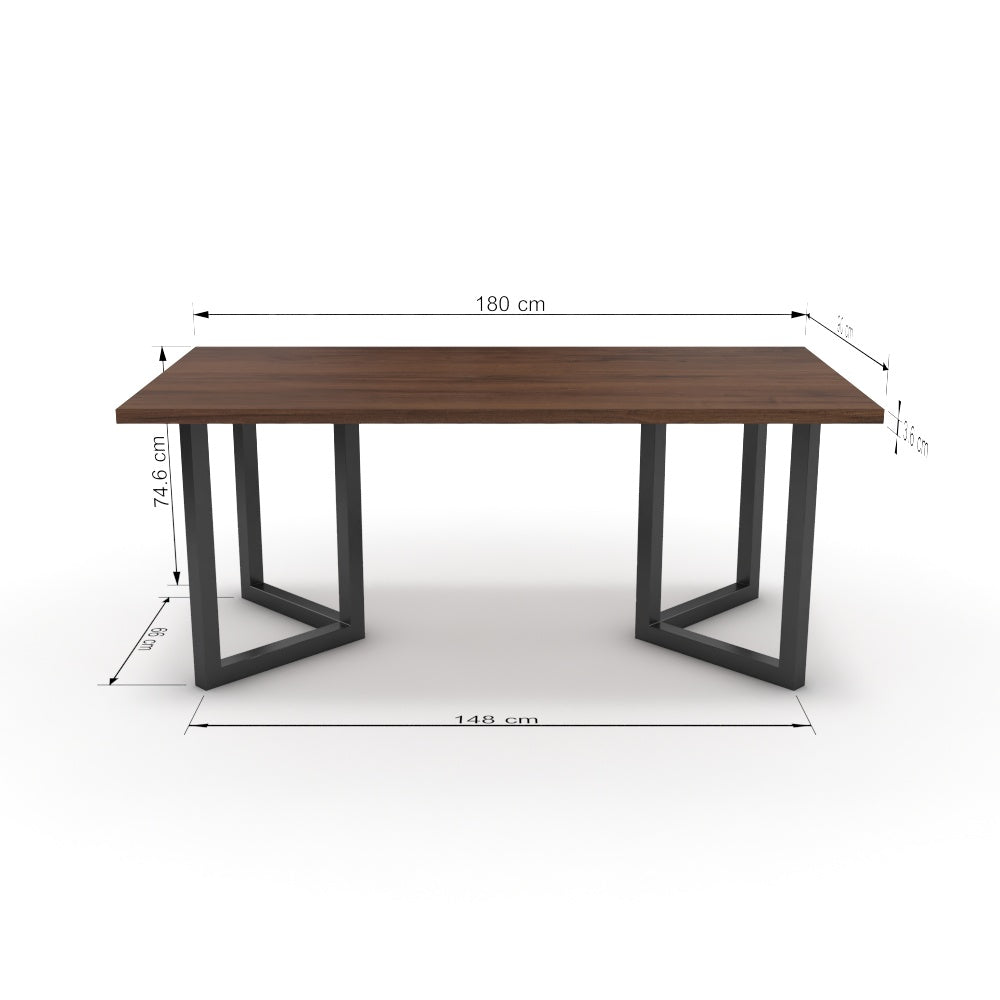 Étkezőasztal - Indra fekete lábbal - Mogyoró, méret: 180x90