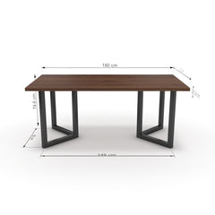 Étkezőasztal - Indra fekete lábbal - Mogyoró, méret: 180x90