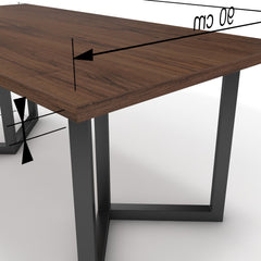 Étkezőasztal - Indra fekete lábbal - Mogyoró, méret: 180x90