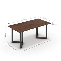 Étkezőasztal - Indra fekete lábbal - Mogyoró, méret: 180x90