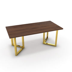 Étkezőasztal - Indra arany lábbal - Mogyoró, méret: 180x90