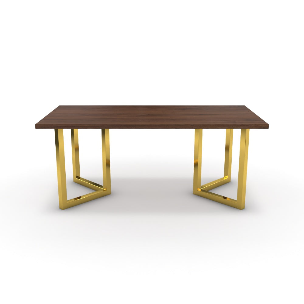 Étkezőasztal - Indra arany lábbal - Mogyoró, méret: 180x90