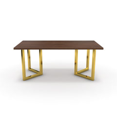 Étkezőasztal - Indra arany lábbal - Mogyoró, méret: 180x90