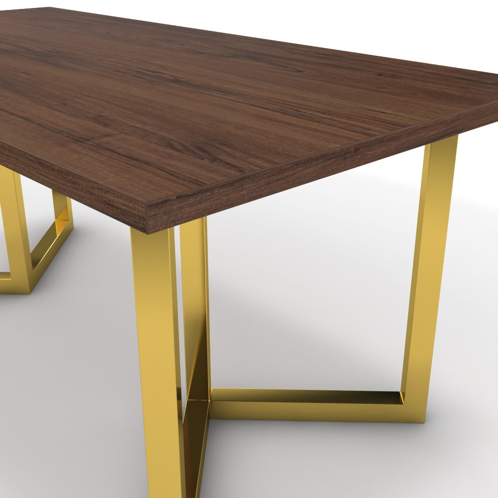 Étkezőasztal - Indra arany lábbal - Mogyoró, méret: 180x90