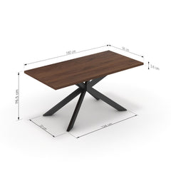 Étkezőasztal - Jama fekete lábbal - Mogyoró, méret: 180x90