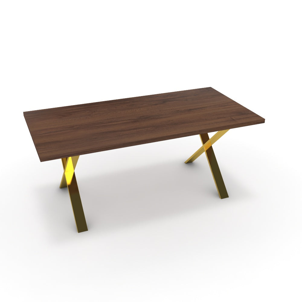 Étkezőasztal - Préma arany lábbal - Mogyoró, méret: 180x90