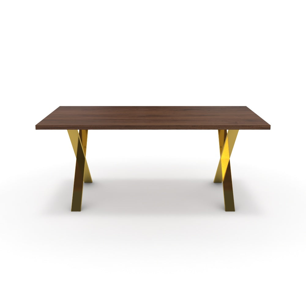 Étkezőasztal - Préma arany lábbal - Mogyoró, méret: 180x90