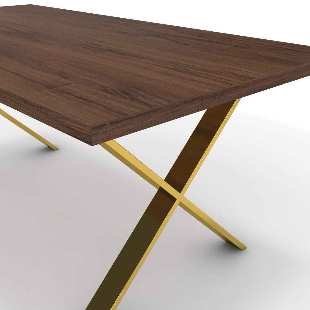 Étkezőasztal - Préma arany lábbal - Mogyoró, méret: 180x90