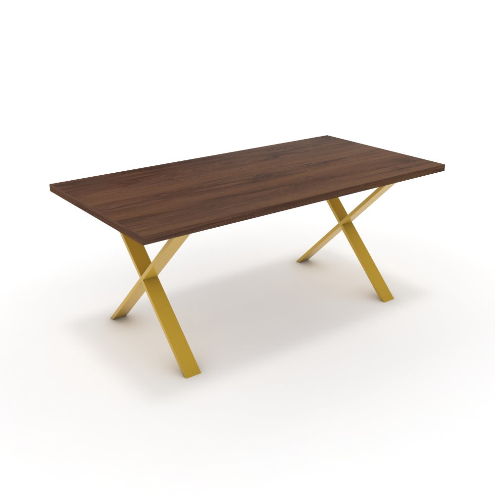 Étkezőasztal - Préma festett arany lábbal - Mogyoró, méret: 180x90