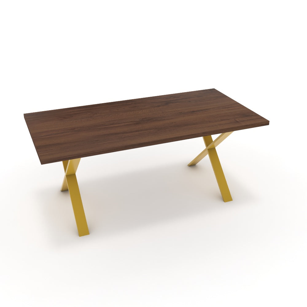 Étkezőasztal - Préma festett arany lábbal - Mogyoró, méret: 180x90