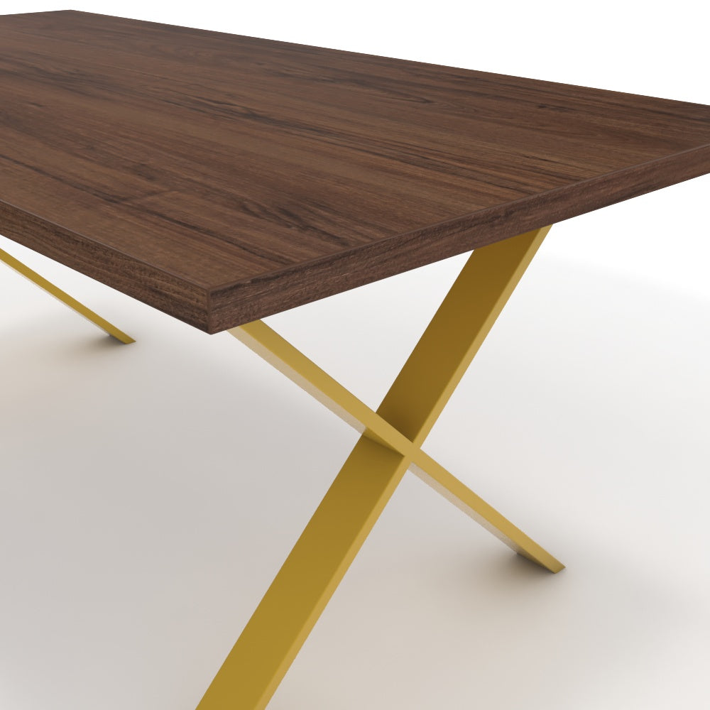 Étkezőasztal - Préma festett arany lábbal - Mogyoró, méret: 180x90