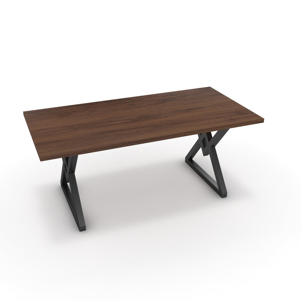 Étkezőasztal - Uttama fekete lábbal - Mogyoró, méret: 180x90