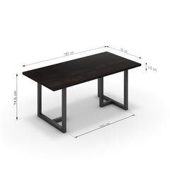 Étkezőasztal - Asara fekete lábbal - Füstölt dió, méret: 180x90