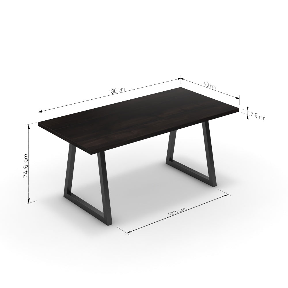 Étkezőasztal - Bala fekete lábbal - Füstölt dió, méret: 180x90