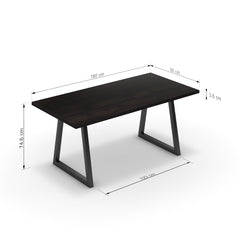 Étkezőasztal - Bala fekete lábbal - Füstölt dió, méret: 180x90