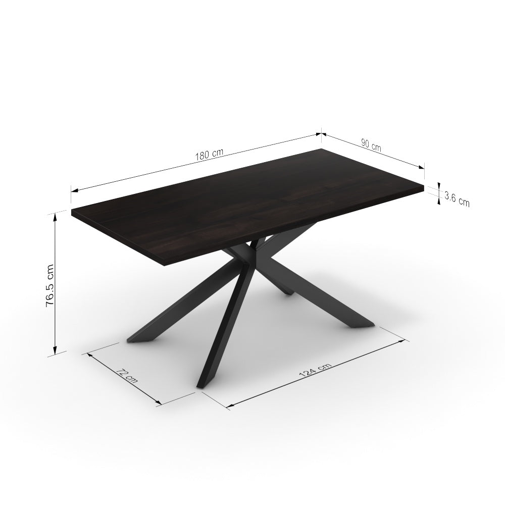 Étkezőasztal - Jama fekete lábbal - Füstölt dió, méret: 180x90