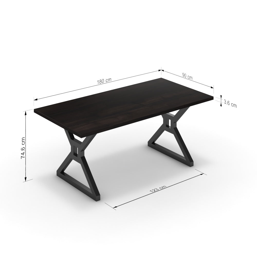 Étkezőasztal - Mandira fekete lábbal - Füstölt dió, méret: 180x90