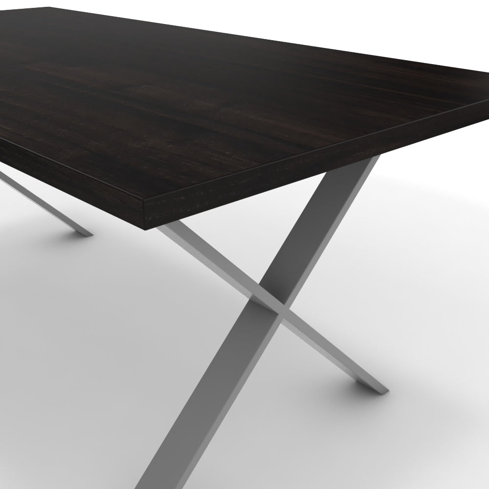 Étkezőasztal - Préma festett ezüst lábbal - Füstölt dió, méret: 180x90