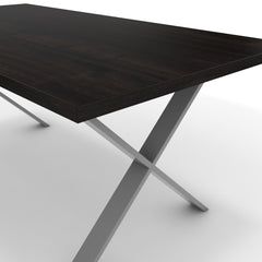 Étkezőasztal - Préma festett ezüst lábbal - Füstölt dió, méret: 180x90