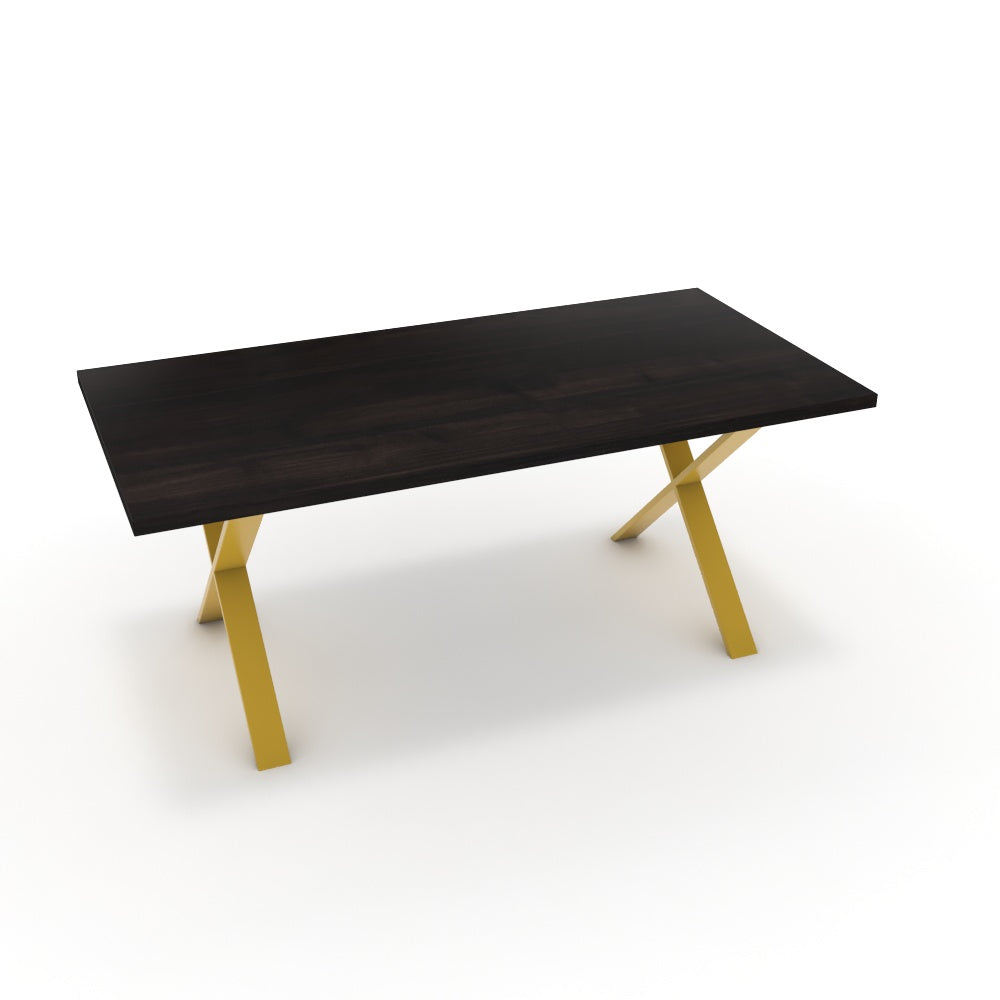 Étkezőasztal - Préma festett arany lábbal - Füstölt dió, méret: 180x90