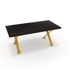 Étkezőasztal - Préma festett arany lábbal - Füstölt dió, méret: 180x90