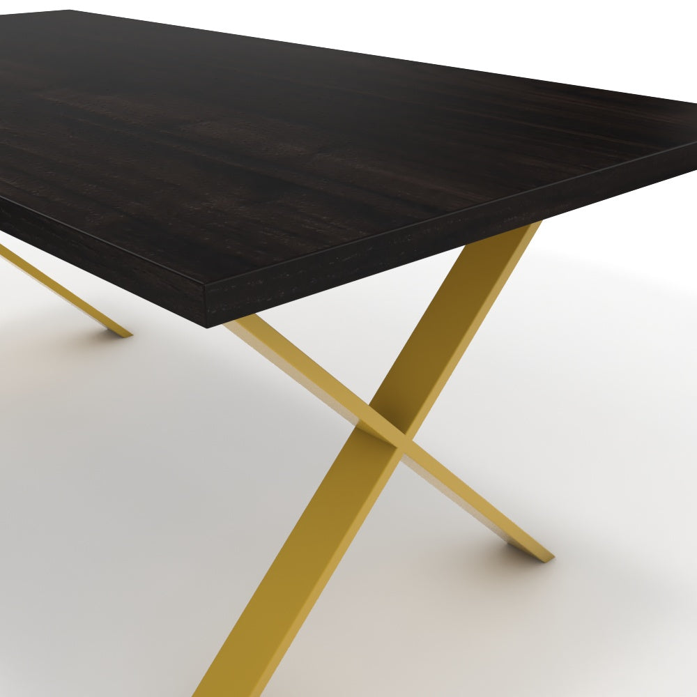 Étkezőasztal - Préma festett arany lábbal - Füstölt dió, méret: 180x90