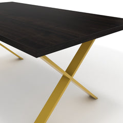 Étkezőasztal - Préma festett arany lábbal - Füstölt dió, méret: 180x90