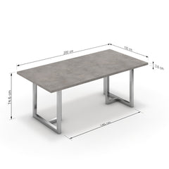 Étkezőasztal - Asara króm lábbal - Vil.szürke Chicago beton, méret: 200x100