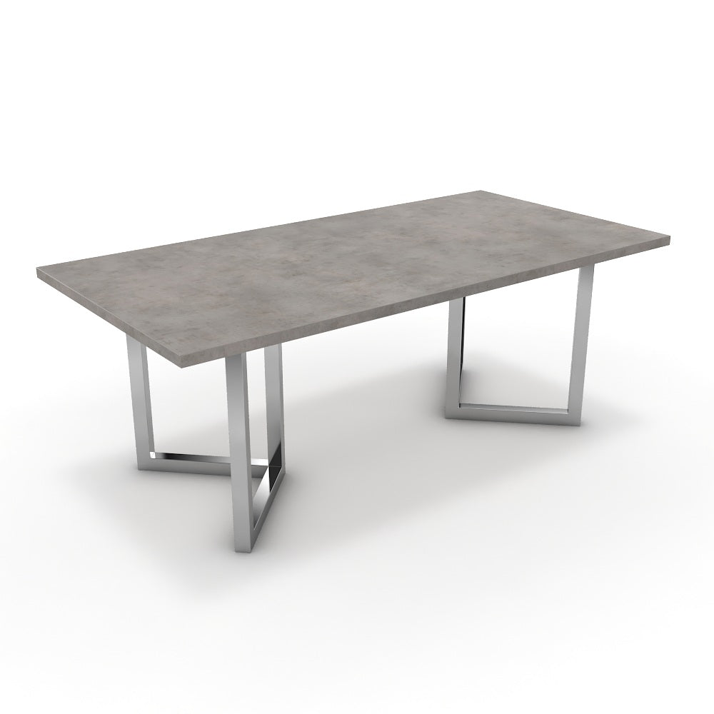 Étkezőasztal - Indra króm lábbal - Vil.szürke Chicago beton, méret: 200x100