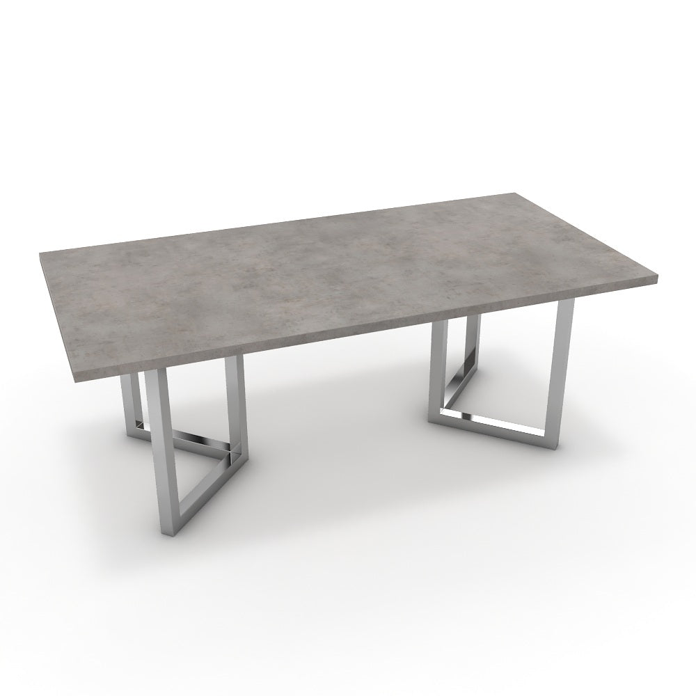 Étkezőasztal - Indra króm lábbal - Vil.szürke Chicago beton, méret: 200x100
