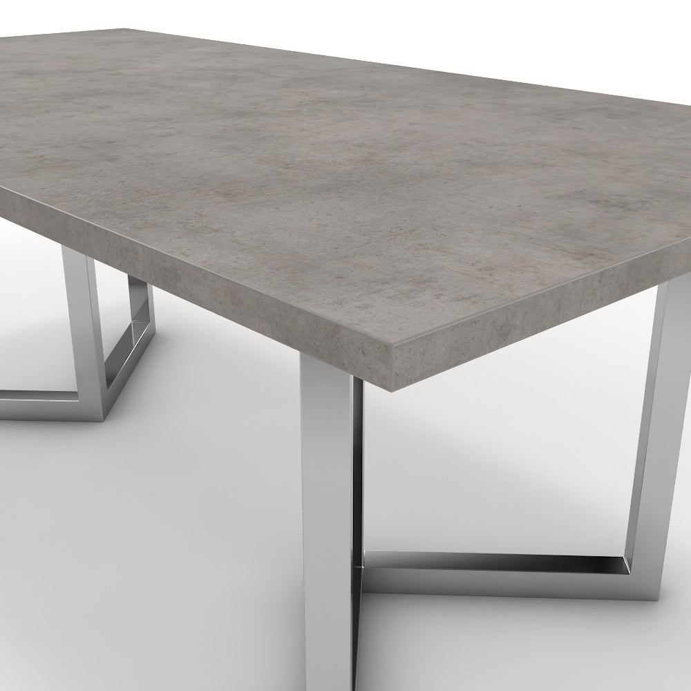 Étkezőasztal - Indra króm lábbal - Vil.szürke Chicago beton, méret: 200x100