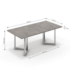 Étkezőasztal - Indra króm lábbal - Vil.szürke Chicago beton, méret: 200x100