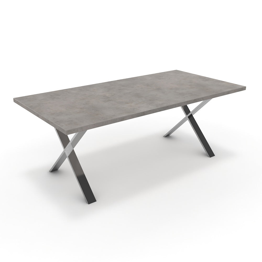 Étkezőasztal - Préma króm lábbal - Vil.szürke Chicago beton, méret: 200x100