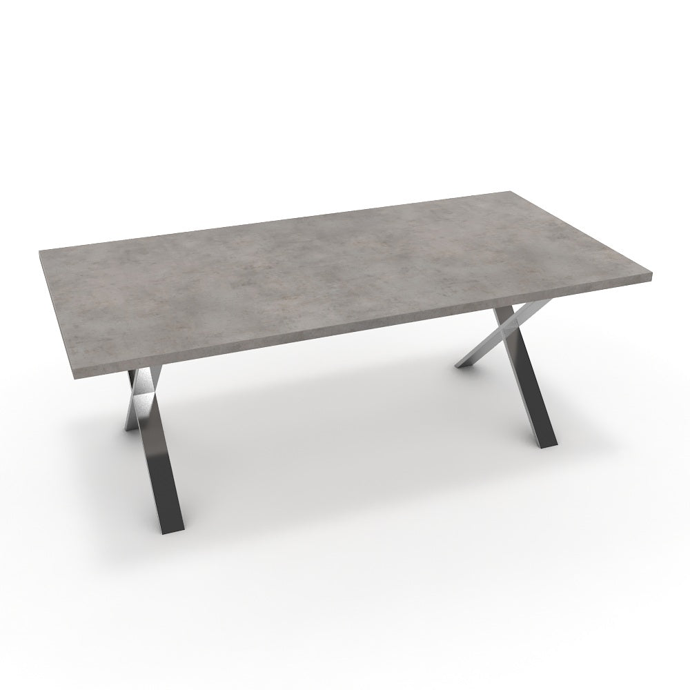 Étkezőasztal - Préma króm lábbal - Vil.szürke Chicago beton, méret: 200x100