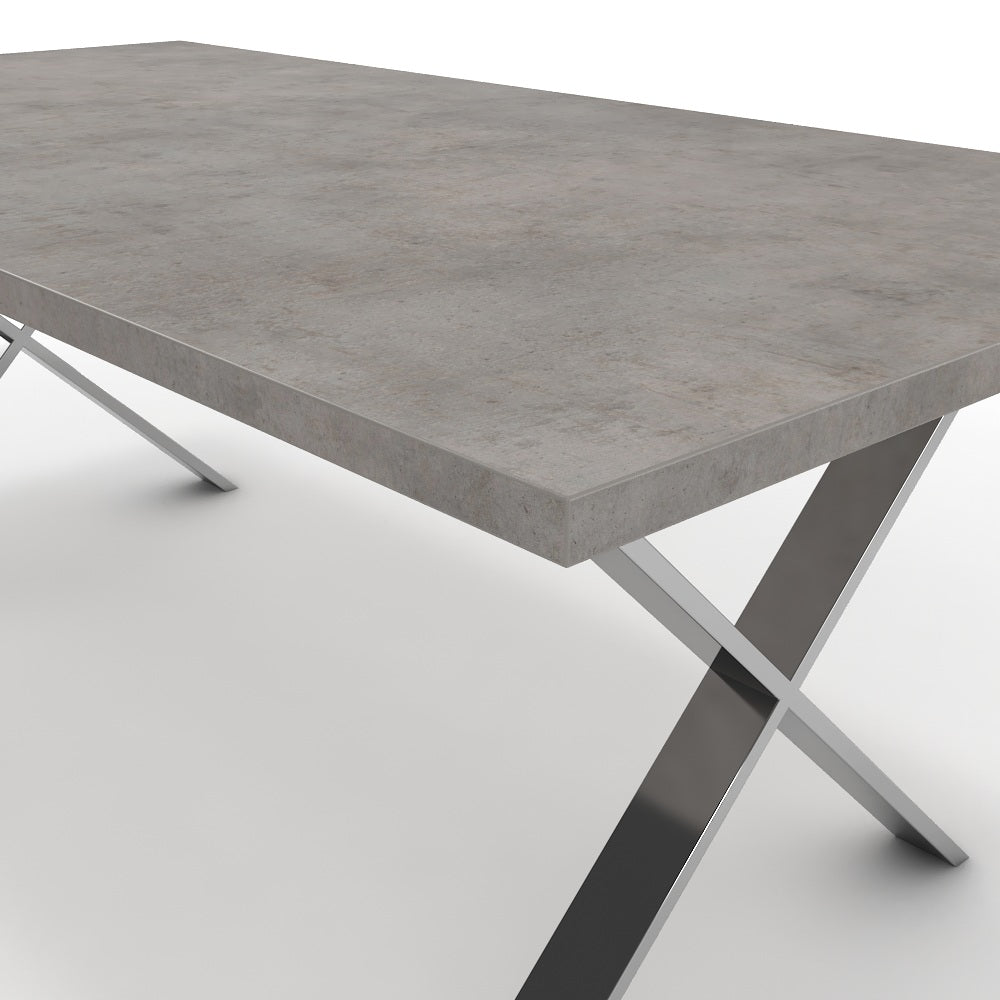 Étkezőasztal - Préma króm lábbal - Vil.szürke Chicago beton, méret: 200x100