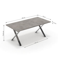 Étkezőasztal - Préma króm lábbal - Vil.szürke Chicago beton, méret: 200x100