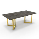 Étkezőasztal - Indra arany lábbal - Antracit metal rock, méret: 200x100