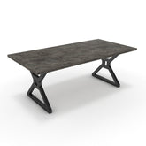 Étkezőasztal - Mandira fekete lábbal - Antracit metal rock, méret: 200x100