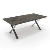 Étkezőasztal - Préma króm lábbal - Antracit metal rock, méret: 200x100