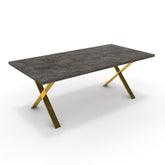 Étkezőasztal - Préma arany lábbal - Antracit metal rock, méret: 200x100