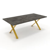 Étkezőasztal - Préma festett arany lábbal - Antracit metal rock, méret: 200x100