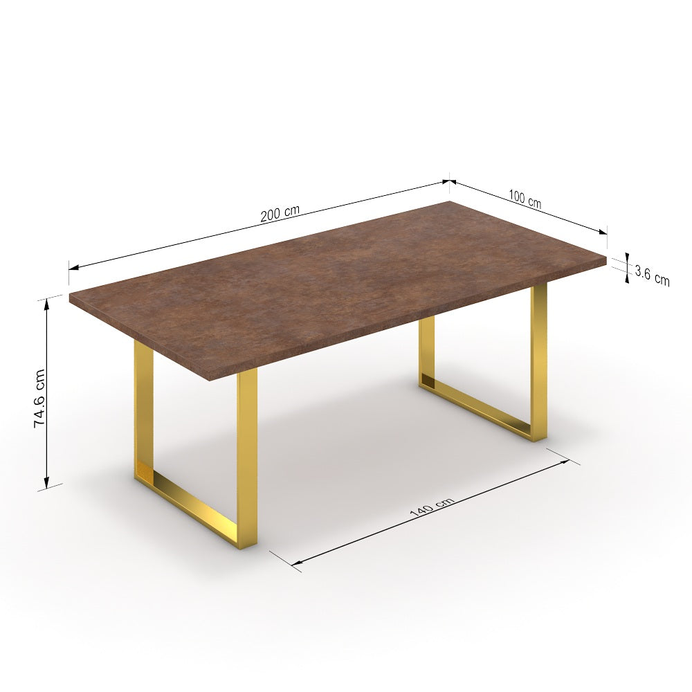 Étkezőasztal - Antara arany lábbal - Ferro bronz, méret: 200x100