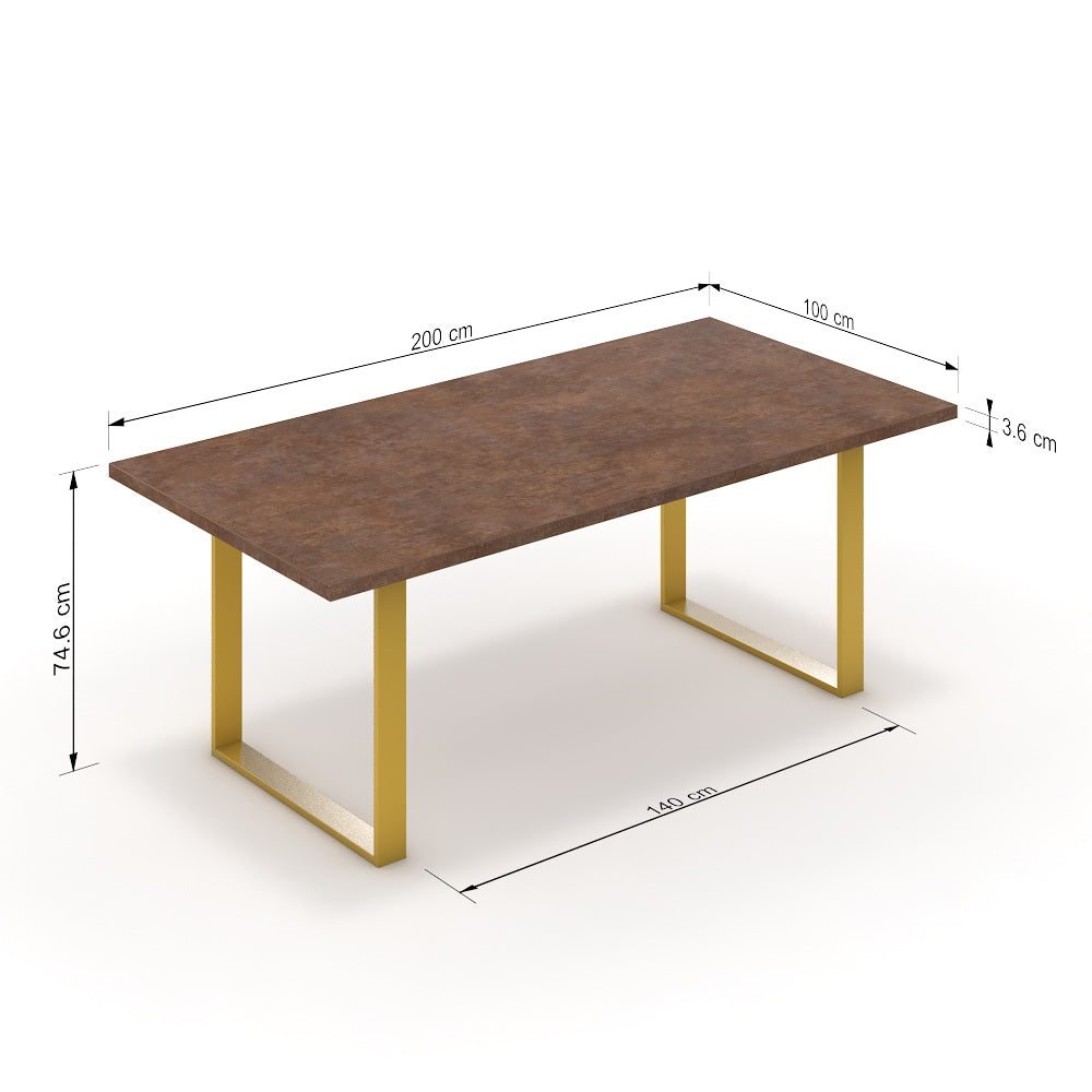 Étkezőasztal - Antara festett arany lábbal - Ferro bronz, méret: 200x100
