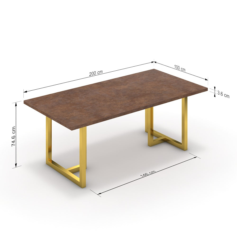 Étkezőasztal - Asara arany lábbal - Ferro bronz, méret: 200x100