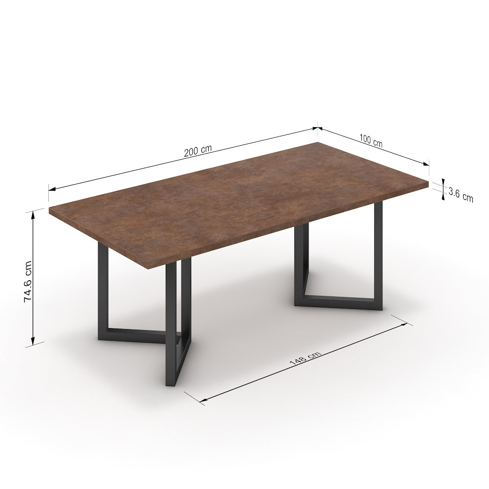 Étkezőasztal - Indra fekete lábbal - Ferro bronz, méret: 200x100