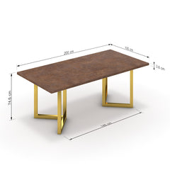 Étkezőasztal - Indra arany lábbal - Ferro bronz, méret: 200x100