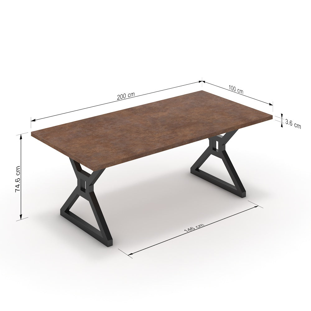 Étkezőasztal - Mandira fekete lábbal - Ferro bronz, méret: 200x100