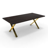 Étkezőasztal - Préma arany lábbal - Fekete-arany metál pala, méret: 200x100